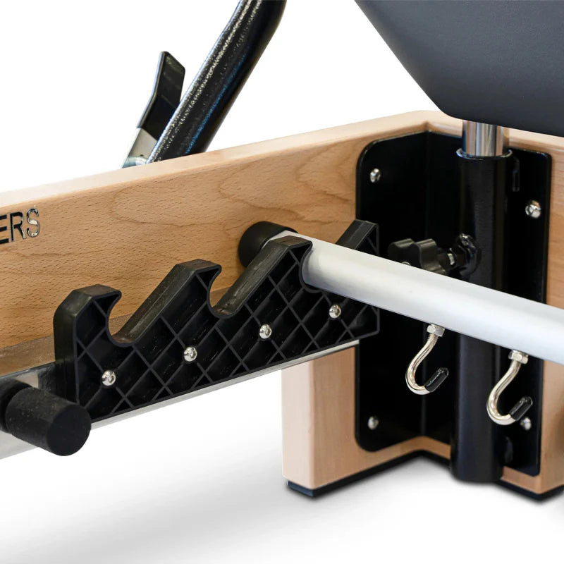 Close up Reeplex Luna Beechwood Studio Pilates Reformer Hook Adjustments