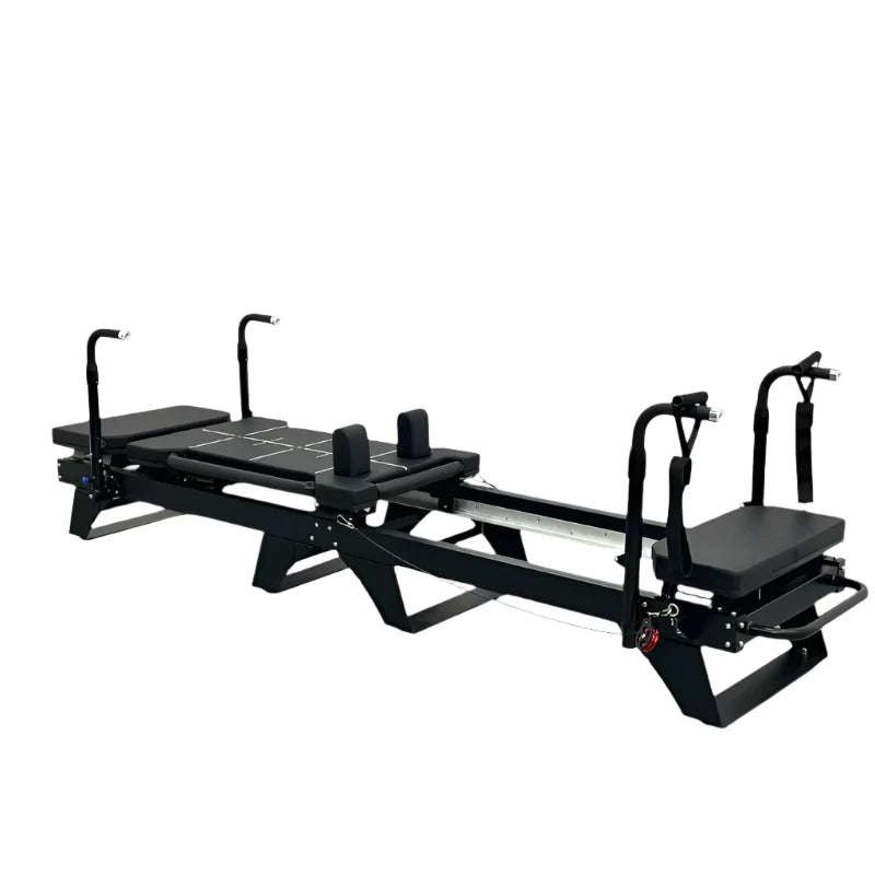 Full Side Profile of Core Collab Black Sculptformer Pilates Reformer on White Background