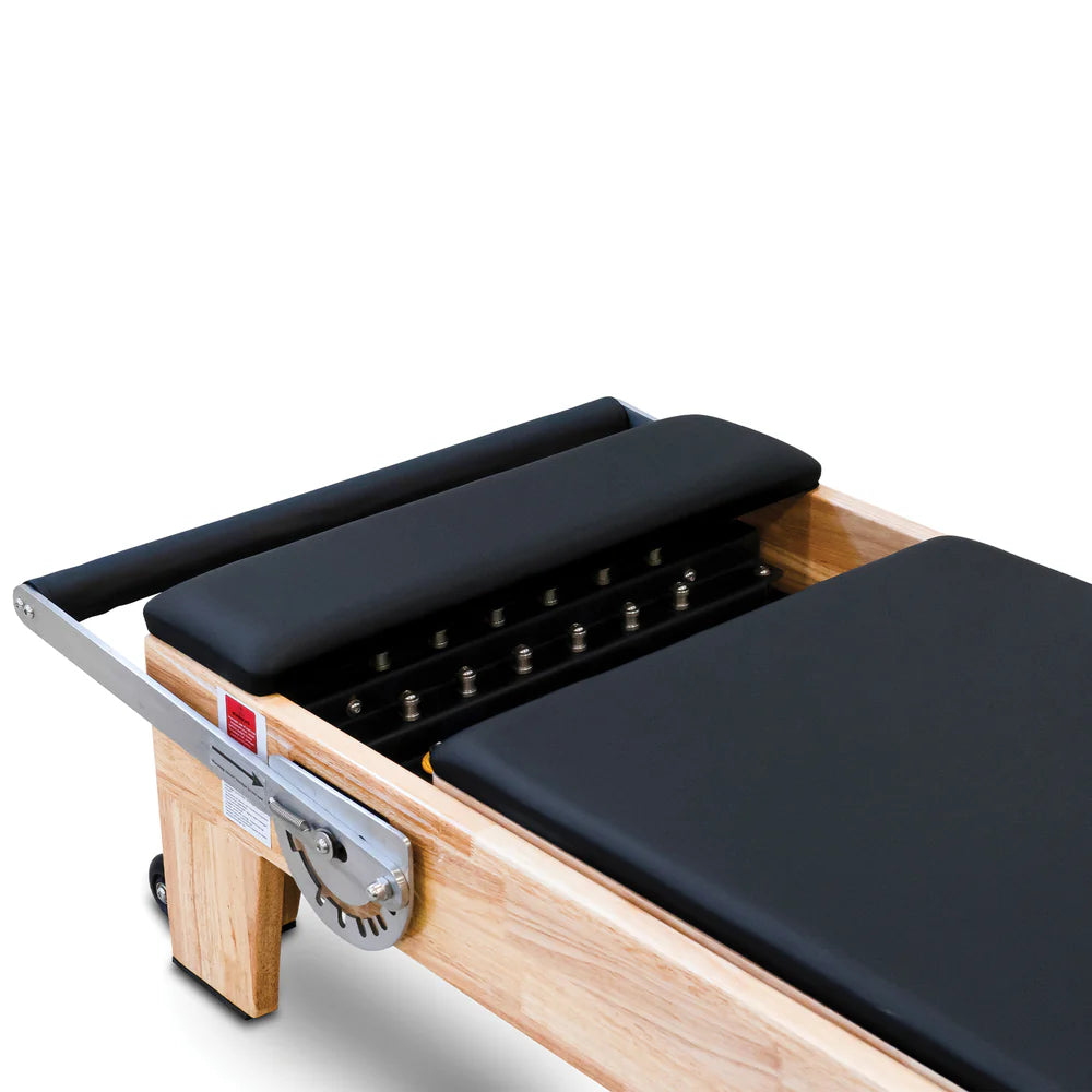 Close Up of Black Padded footpad for Impact Fitness Pilates Reformer Machine