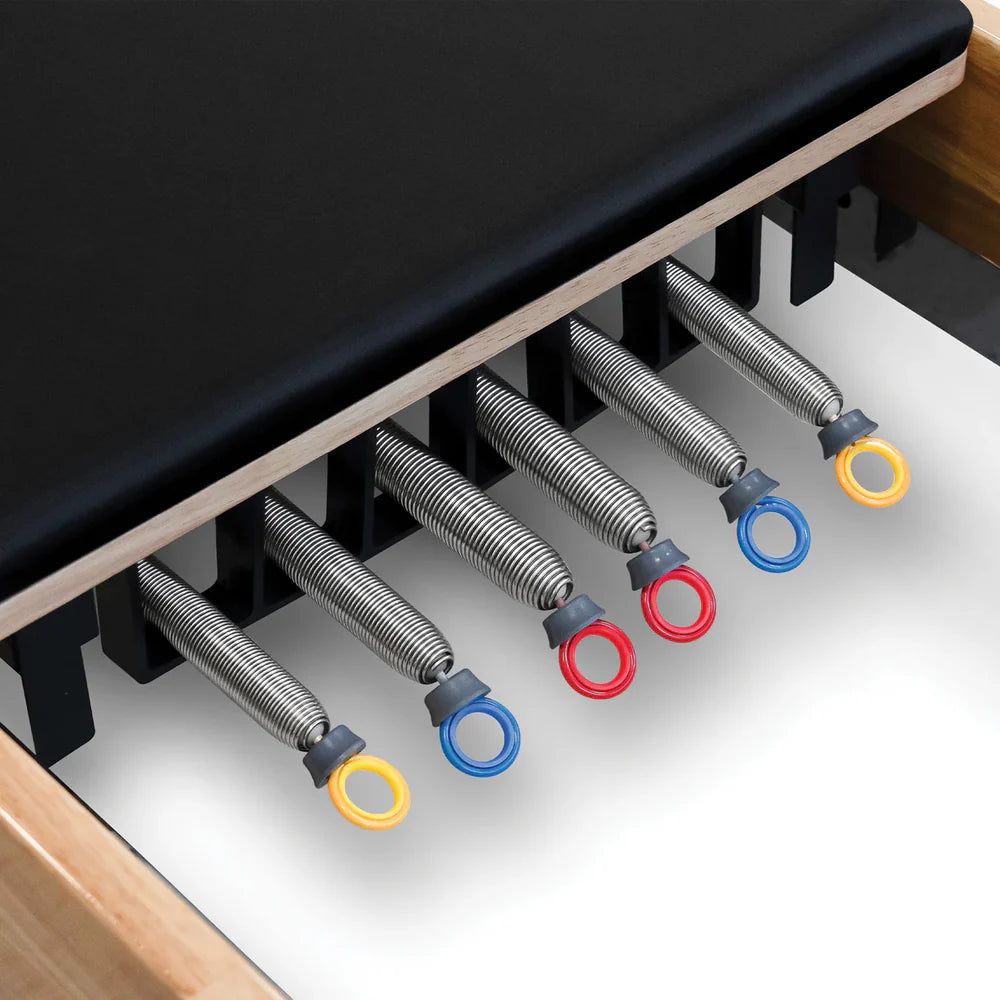 Close Up of Coloured Springs for Impact Fitness Pilates Reformer Machine