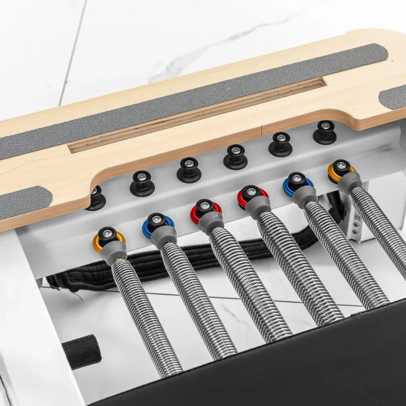 Aerial view of 6 pilates reformer springs