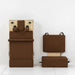 Vertical folded wooden pilates reformer in brown with accessories on white background