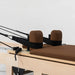 Close up carriage and straps on lifespan Fitness Wooden Pilates Reformer