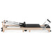 Full Side View Lifespan Fitness Contour Wooden Pilates Reformer in black on white background