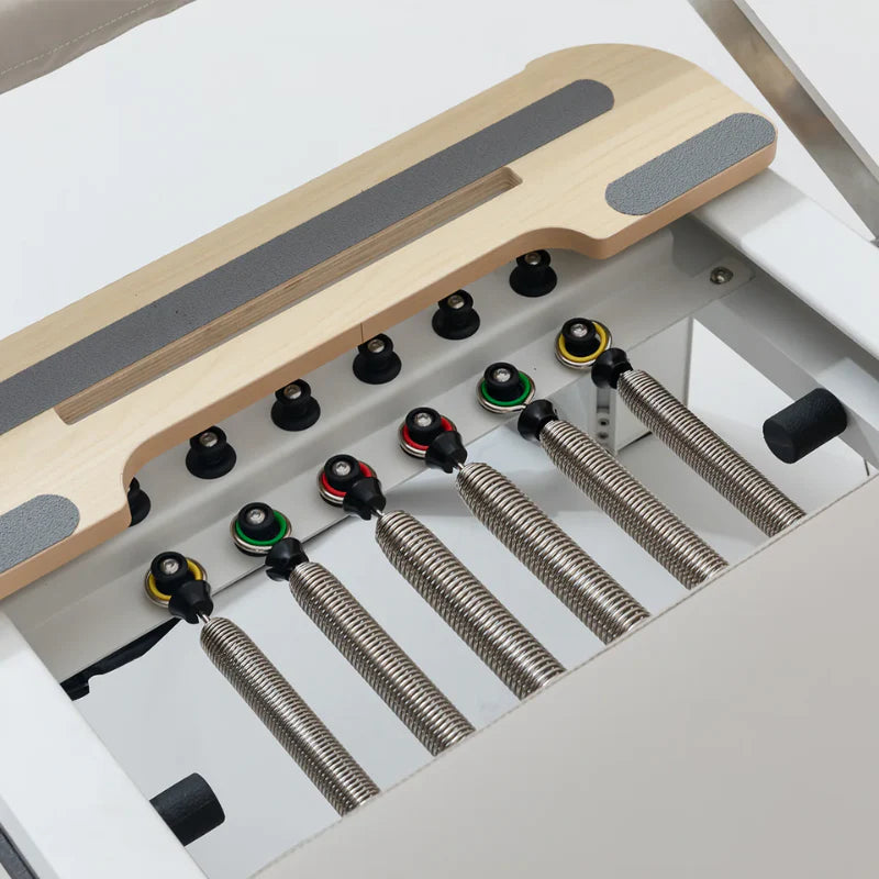 Close up of 6 pilates reformer springs