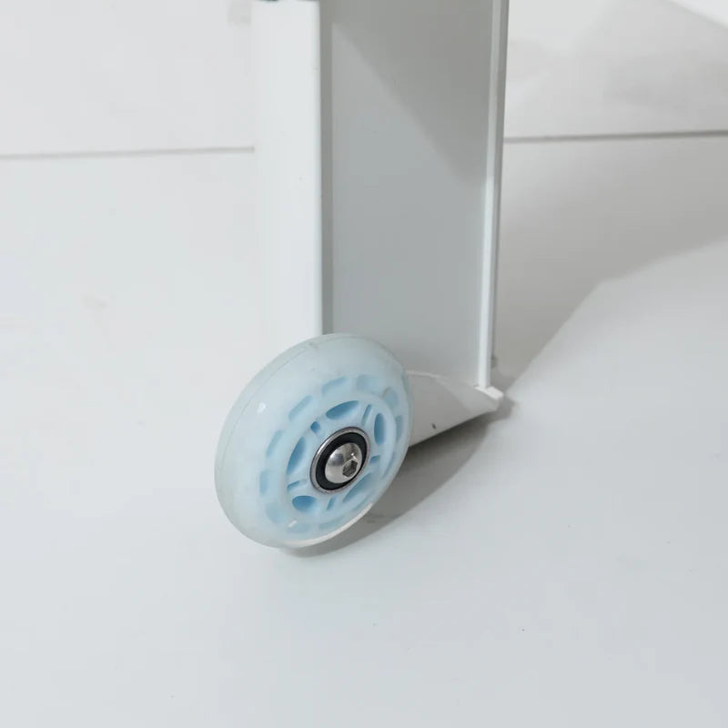 Close up of wheel for moving pilates reformer bed