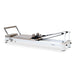 Angle Front View of Reeplex Flow Series Studio Reformer White Aluminium Frame