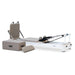 Angle Front View of Reeplex Flow Series Studio Reformer with Jump board in Brown with White Aluminium Frame