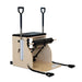 Full angled view of Reeplex Wunda chair with black uphostery and wood frame