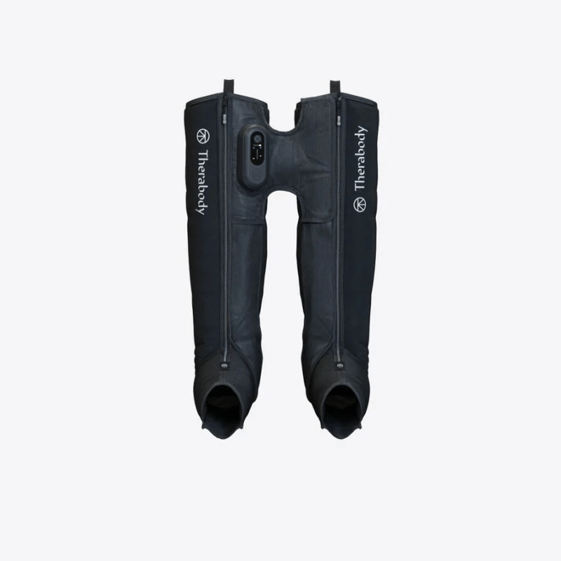 Flatlay of Black Therabody RecoveryAir Jetboots PRIME