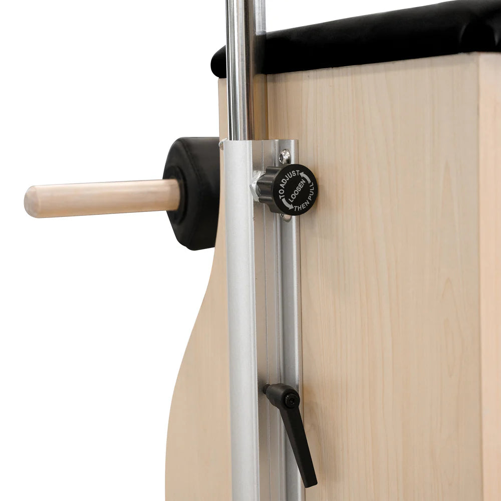 Close up of Adjustor for handle height for Wunda Chair