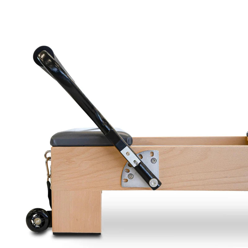Side View Reeplex Luna Beechwood Studio Pilates Reformer Footbar
